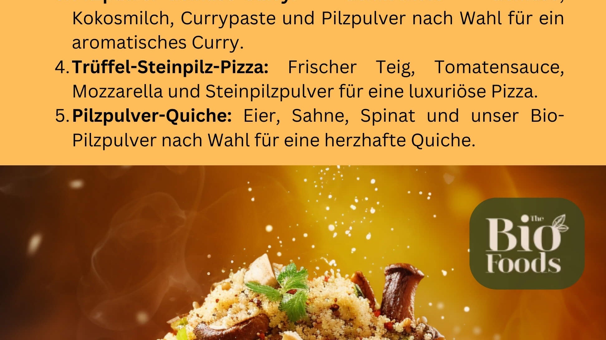 Hearty dishes from the kitchen with our organic mushroom powder varieties 💚