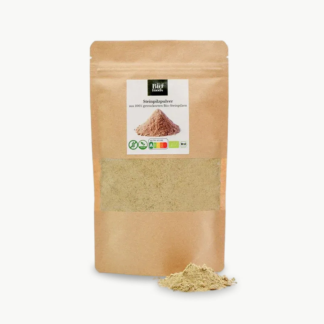 Organic porcini mushroom powder made from 100% dried mushrooms