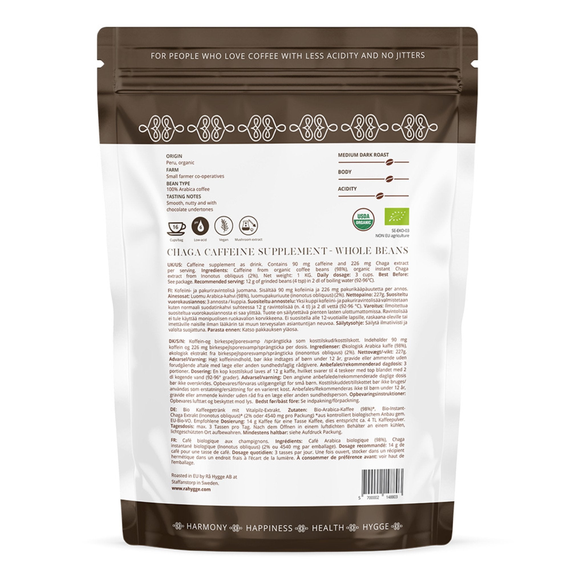 Chaga Mushroom Coffee Espresso whole beans BIO | Mushroom coffee | Chaga mushrooms | The Bio Foods