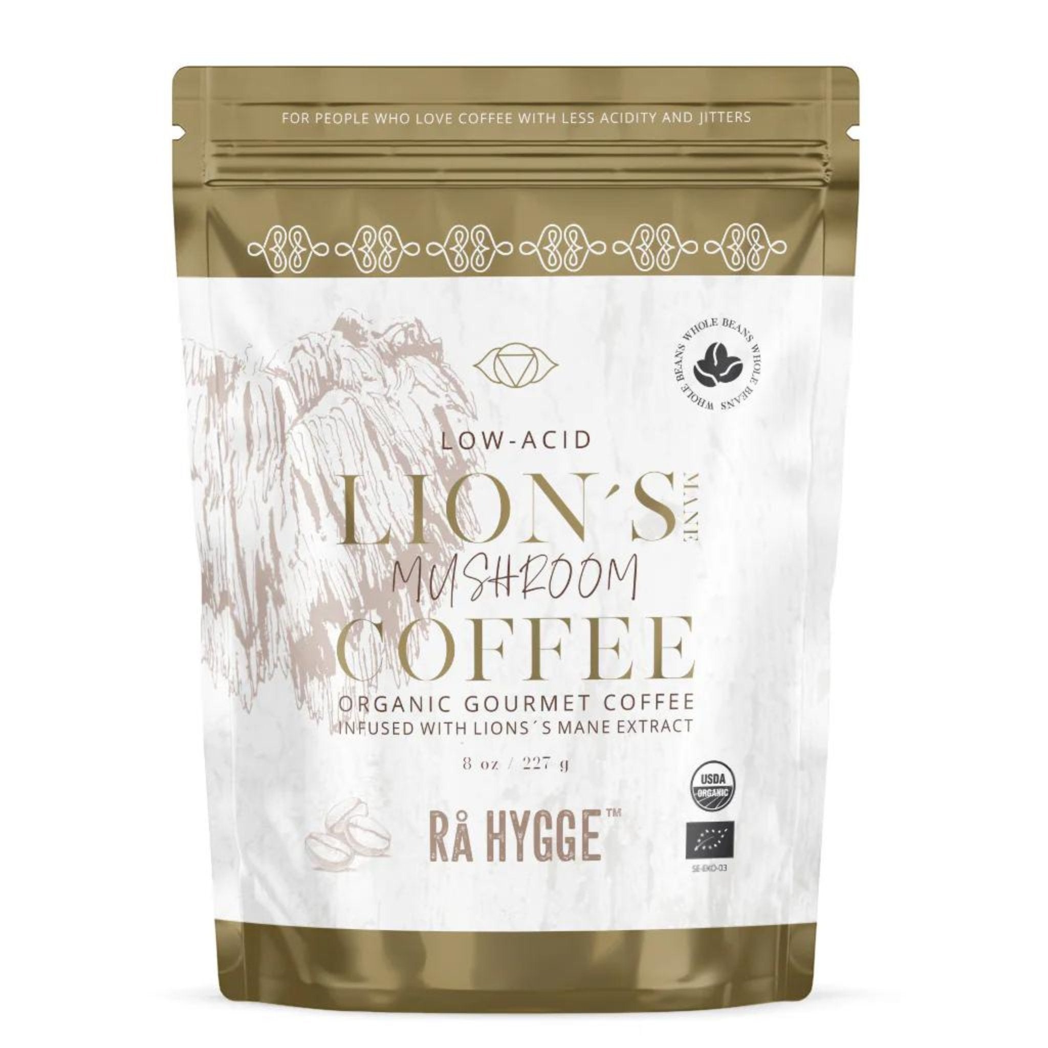 Lion's Mane Coffee Whole Beans | Lions'Mane Mushrooms | Organic Mushroom Coffee | The Bio Foods