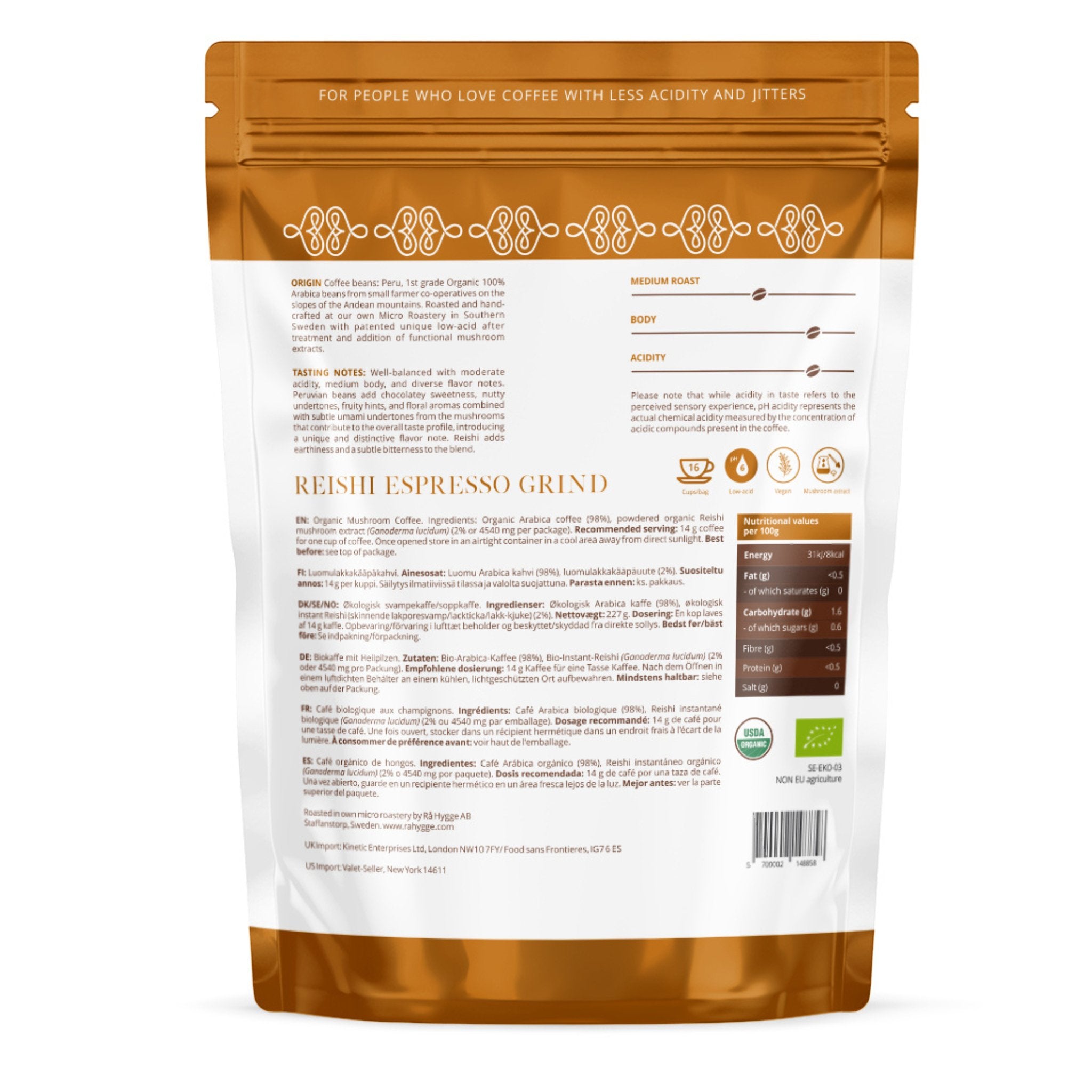 Reishi Espresso Coffee Grind | The Bio Foods | Organic Mushroom Coffee