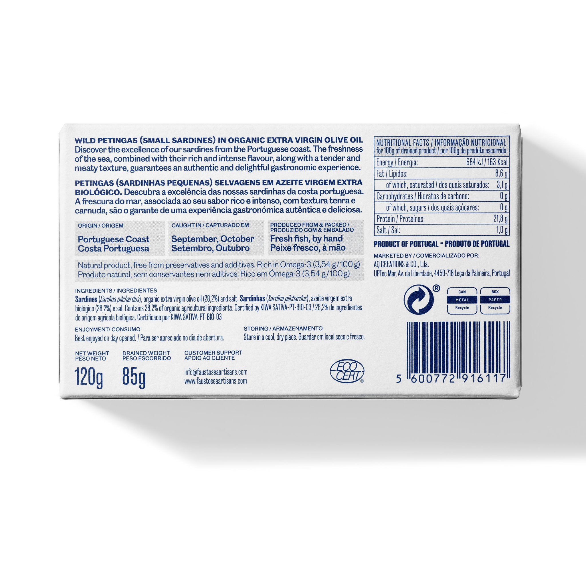 Wild Small Sardines in Organic EVOO | Petingas from Portugal | The Bio Foods Online