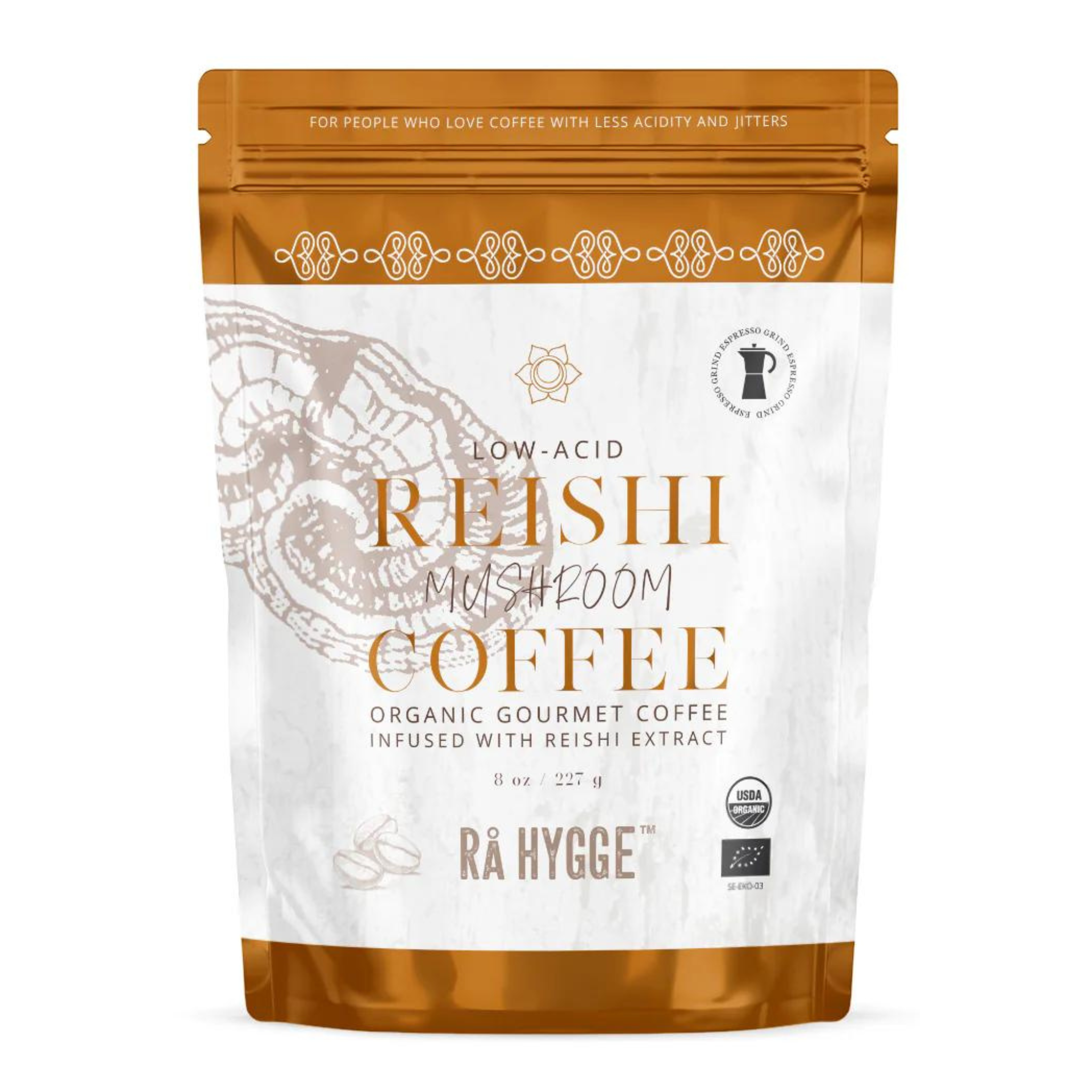 Reishi Espresso Mushroom Coffee | The Bio Foods | Gourmet products online | Bio-Espresso Gemahlen Mit Reishi-Pilzen| Pilzkaffee